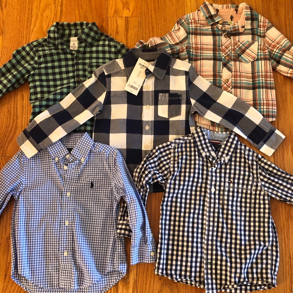 2T Boys bundle of button down shirts. Brand new and like new condition
